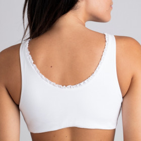 Achat brassiere radiotherapie Lison C ur de Lys blanc coton biologique sans armatures attache devant confort soutien gorge medical pas cher