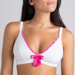 Soutien-gorge Camille blanc volant fuchsia - Coeur de Lys